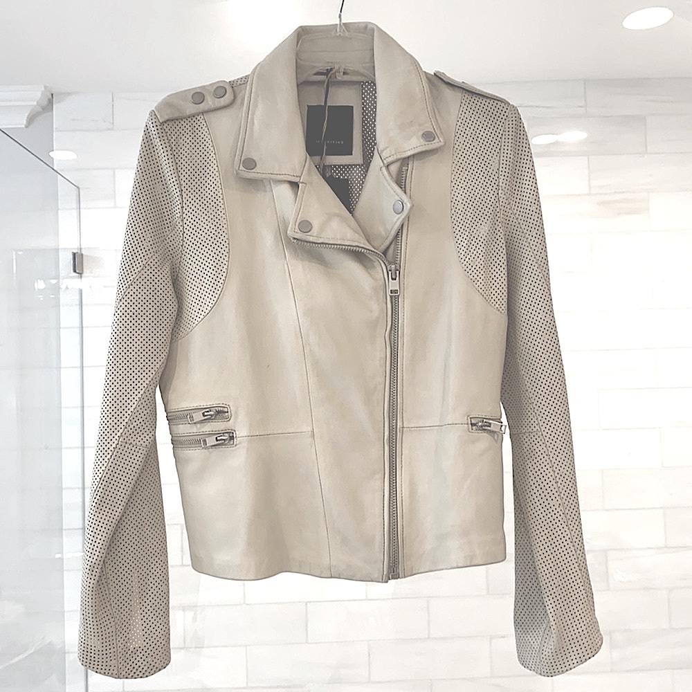 Cream Leather Jacket
